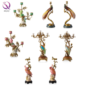1&amp;3 Cup Parrot Candle Holder High-quality 5 Head <strong>Peacock</strong> Long Tailed Bird Candelabra Luxury Antique Copper Porcelain Home <strong>Decor</strong> - Product Image 1