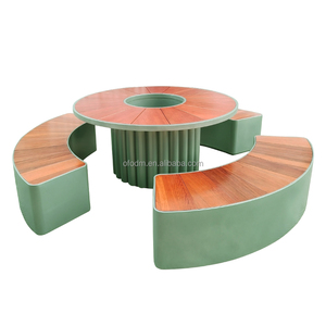 Customizable Outdoor Galvanized Steel <b>Dining</b> <b>Table</b> Garden Set Recyclable Wood for Restaurant Hotel Hospital Factory PC-MW-086 Co - Product Image 5