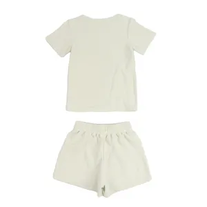 Chanvre coton enfants ensembles deux pièces enfant en bas âge garçon vêtements ensembles personnaliser éponge enfants t-shirt et shorts enfants vêtements