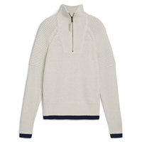 Suéter de cachemira cálido de invierno para mujer, de alta calidad, con cremallera de un cuarto, cuello personalizado, tejido plano, ideal para golf, otoño e invierno.