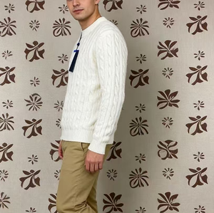 Ralf Sweater Lengan Panjang untuk Pria Campuran Katun Kerah Gulung RL Rajutan dengan Jahitan Terpuntir Logo Bordir Sweater Laur - Product Image 6