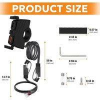 Moto 12v-24v étanche SAE à 30W PD Type-C + 18W QC3.0 avec interrupteur marche/arrêt compatible avec téléphones portables/tablettes/GPS