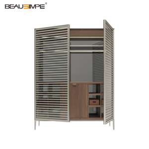 Armoire bar minimaliste <span class=keywords><strong>Alambra</strong></span>, finition bronze antique et bois naturel, personnalisable pour villas de luxe et salons d’hôtels - Product Image 4