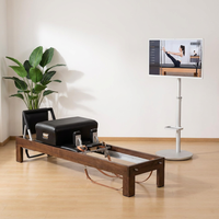 Équipement de Pilates Commercial et de Fitness en Bois de Noyer pour la Maison, Reformer de Pilates, Écran LCD Portable