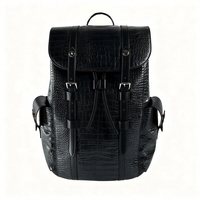 Écusson brodé personnalisé Sac à dos pour ordinateur portable à double épaule de grande capacité et à texture crocodile de haute qualité et étanche