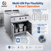 Bain-marie professionnel à gaz en acier inoxydable, base de table chauffante pour aliments, idéal pour restaurants, buffets et traiteurs