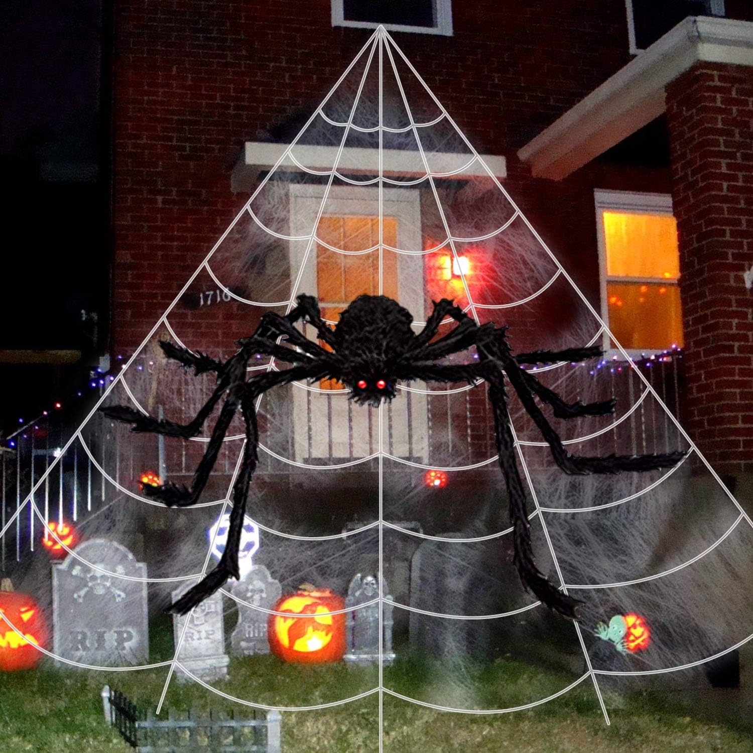 thumbnail image 2 of 400 SqFt Halloween Spider Web Decor - Includes 20 Fake Spiders For Creepy Outdoor/Indoor Displays 2 of 10