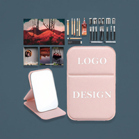 Miroir de maquillage pliable avec logo personnalisé, miroir de vanité portable HD argenté pour bureau et dortoir