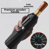 Parapluie à manche en bois, protection UV, ouverture et fermeture automatiques, grand auvent, logo personnalisé, portable, coloré, cadeaux promotionnels