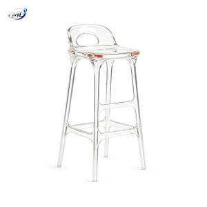 Silla de Bar Moldeada en Resina Transparente, Taburete de Barra Acrílico Transparente Minimalista, Diseño Moderno Transparente para Bar en Casa - Product Image 1