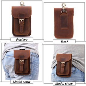 Borsa per attrezzi in vita in vera pelle da lavoro custodia per cintura resistente guaina torce portacoltelli tascabile con anello per penna - Product Image 4