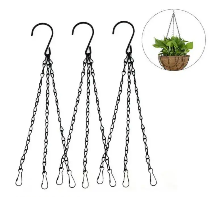 Hanging Chain for Hanging Bird Feeders, Birdbaths, Planters and Lanterns, 4 Pack 9.5 inch, Black