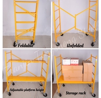 Échafaudage mobile pliable en acier peint, plateforme réglable en forme de H avec roues verrouillables pour usage intérieur et extérieur