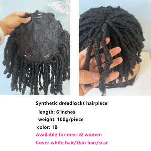 <span class=keywords><strong>Parrucchino</strong></span> Sintetico Termoresistente Mezza Parrucca Uomo <span class=keywords><strong>Donna</strong></span> Copertura Capelli Grigi/Sottili Toupet Dreadlock Topper Lunghezza 6 Pollici Pervado - Product Image 3