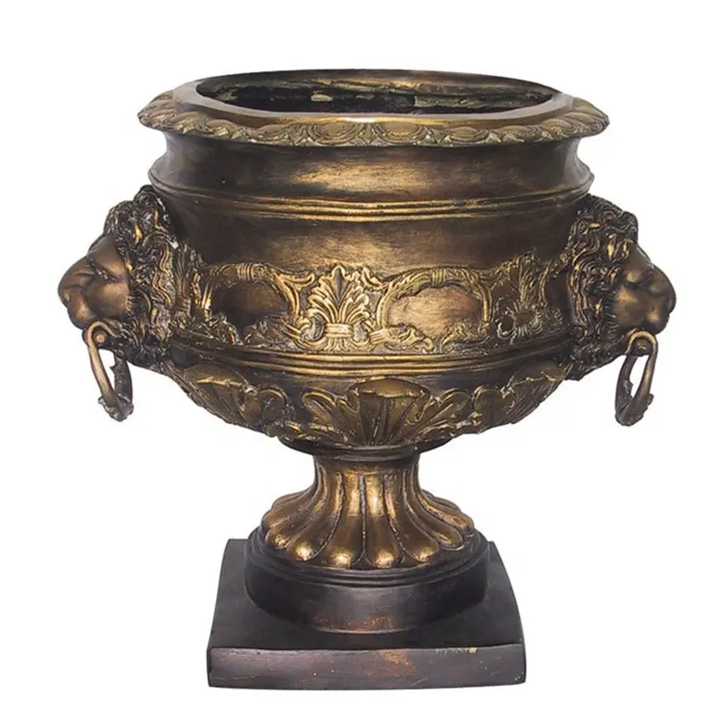 Grande vaso da fiori da giardino in rame pressofuso in ottone bronzo