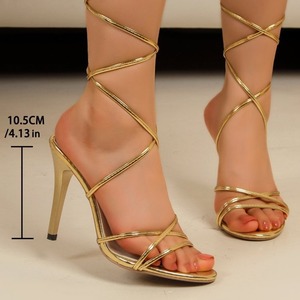 Factory Wholesale Summer New Large-Size <b>Head</b> Strap Women's High-Heeled Light Weight Ankle Strap Sexy Women's High-Heeled - Product Image 1