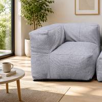 Housse de pouf modulaire en forme de L avec doublure, en tissu de lin gris doux, pour chaise longue de sol pour salon et chambre à coucher