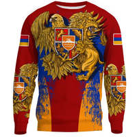 Vente en gros POD Croix d'Arménie-Armoiries du Patron Graphique Fête Nationale Vêtements Personnalisés O-Neck Pullover Casual Men's Sweatshirt