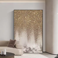 Peinture murale abstraite ciel étoilé, peinture texturée dorée luxueuse faite à la main, peinture suspendue pour salon, chambre à coucher, décoration de la maison