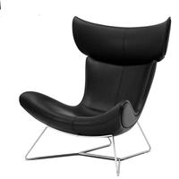 Fauteuil simple de luxe Imola Designer, moderne, simple, créatif, inclinable, en cuir véritable capitonné, en bois massif, pour salon