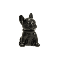 Pot de rangement en céramique OEM/ODM personnalisé, peint à la main, bouledogue français noir, figurine animale moderne, conteneur en porcelaine de marque, cadeau