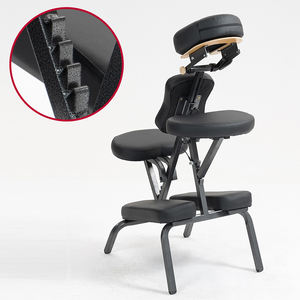 Silla de Masaje Ergonómica Plegable Portátil de Cuero PVC Moderno, Reposacabezas Ajustable, Asiento Tipo Silla de Montar, Esponja de Alta Densidad - Product Image 3