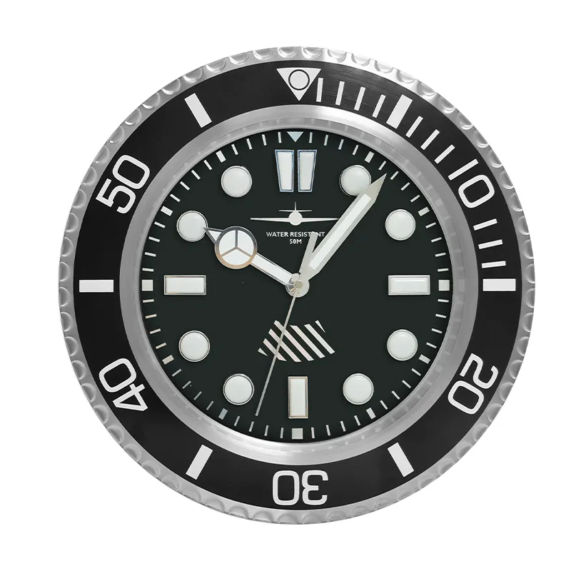 Round Modern Metal Luxury Wrist Wall Watch Clocks Silent Custom 3D Numbers Black Luminous Watch Wall Clock Large Diamond