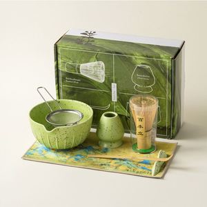 Juego de Cerámica Estilo Japonés de 7 Piezas: Cepillo para Batir, Batidor de Té, Tazón para Matcha, Soporte para Libros - Product Image 1
