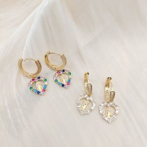 Boucles d'oreilles de luxe pour femmes, blanches, cristaux, strass, arc-en-ciel, Zircon, vierge marie, pendentifs, <span class=keywords><strong>2022</strong></span> - Product Image 1