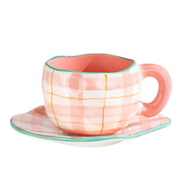 Ensembles de tasses et d'assiettes en céramique créative faits à la main, ensembles de tasses et d'assiettes à café nuage, tasses irrégulières dessinées à la main