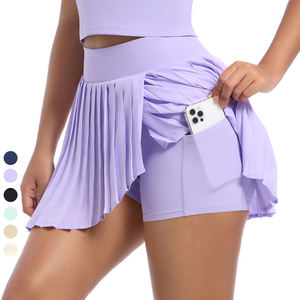 Frauen High Waist Plissee Sport Minirock Gym Golf Laufs horts mit Taschen Yoga Fitness Tennis Wear - Product Image 1