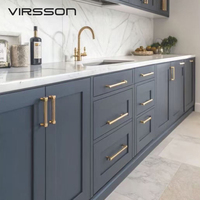 Meubles de cuisine modernes modulaires en acier inoxydable bleus avec évier intégré pour appartement