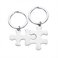 Gantungan Kunci Puzzle - Gantungan Kunci Penyimpanan Koin Baja Anti Karat Vintage Kosong, Liontin Aksesori Fashion, Gantungan Kunci Baja Anti Karat Custom