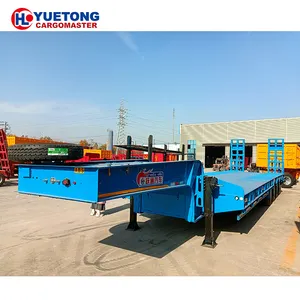 Semi-reboque de transporte durável com 4 eixos e cama baixa especial com rampa hidráulica da China