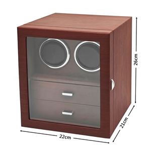 Lüks Gül Ağacı Desenli PU Otomatik Saat Çalıştırıcı Ahşap Sessiz Döner Vitrin Çok Fonksiyonlu 2 Katmanlı Mücevher Saklama Kutusu - Product Image 5