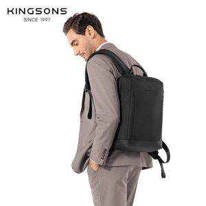 Kingsons Business Laptop <b>Backpack</b> Men's Minimalist Durable Travel Bag <b>With</b> Laptop <b>Compartment</b> Shoulder Straps Solid Color - Product Image 2