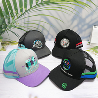 Gorra Trucker de Algodón con Malla de Dos Tonos, Estructura de Sarga, Bordado 3D, Estampado Completo, 5 Paneles y Logotipo Personalizado