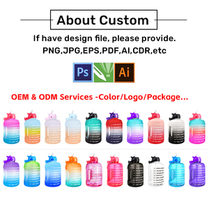 Quifit Outdoor Sport Gym 2.2l Half Gallon Cruche Gradient Time Marquages PETG Bouteille d'eau en plastique avec marqueur de temps Paille - Product Image 6