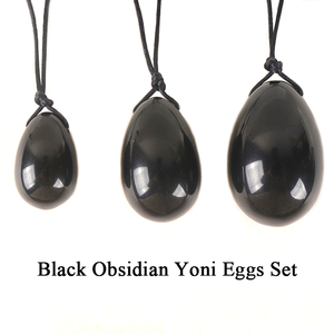 Factory Supply Natürliches schwarzes Obsidian-Rosenquarz-Kristall-Yoni-Ei-Set Vaginal-Gesichts massage gerät für Frauen für die Yoga-Praxis - Product Image 5
