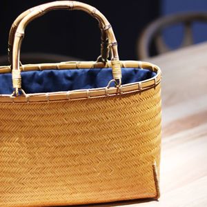 July 7th Bamboo Woven <b>Handbag</b> Natural Color <b>Medium</b> Size Chinese Style Storage Basket For Daily Use - Product Image 2