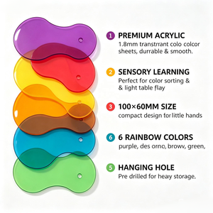 Custom Translucent Acrylic Cutouts for Kids <b>Sensory</b> Play, Montessori <b>Light</b> Table Color Shape Accessories - Product Image 2