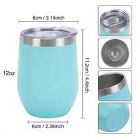 Bouteille d'eau en forme d'œuf de 12 oz, en acier inoxydable 304, à double paroi, isolée sous vide, réutilisable, sans BPA, pour les fêtes