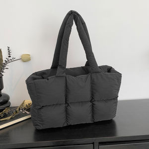 Customized Fashion New Design Embroidered Plaid Down Ladies Shoulder Bag Large Capacity Ladies Tote Bag Ladies <b>Handbag</b> - Product Image 1