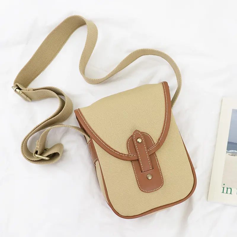 Sac à bandoulière en toile de couleur unie personnalisé femmes sport téléphone sac portefeuille clé petits sacs à main vintage rabat dames sac à bandoulière
