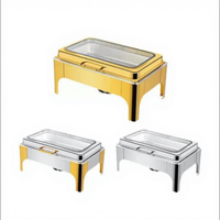 Plats de service rectangulaires de luxe 9L en acier inoxydable avec système hydraulique, chauffe-plats à combustible pour buffets, traiteurs, hôtels et banquets de mariage