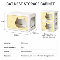 Armoire de rangement pour chat YAOYUE avec couvercle pliable - Maison pour chat et boîte de rangement 2-en-1 en PP, empilable simple ou double couche