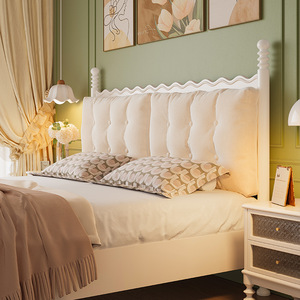 Upholstered Bed 1.5M Single 1.8M Double <b>White</b> French Cream Style Master Bedroom Furniture - Product Image 3