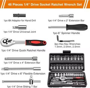 46Pcs Steel Auto Ratchet Wrench <b>Toolbox</b> Car Sleeve Repair Kit Vehicle <b>Tools</b> Hardware Emergency <b>Tool</b> Set - Product Image 3