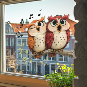 Autocollants muraux en PVC avec motif de hibou chantant de dessin animé mignon, pour les chambres <span class=keywords><strong>d</strong></span>'enfants, les salles de bain - Product Image 6