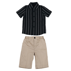 Tuta da ragazzo estiva camicia a righe per bambini di nuova generazione set in due pezzi di abito a sei prestazioni - Product Image 5